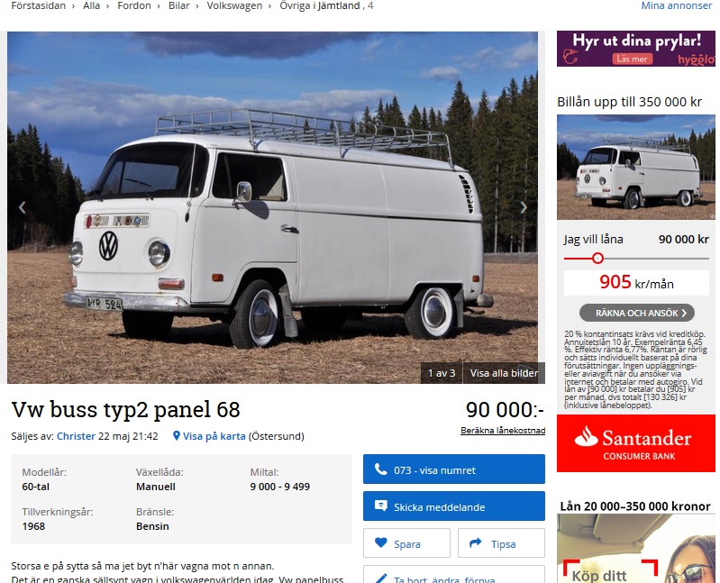 VW Early Bay till salu